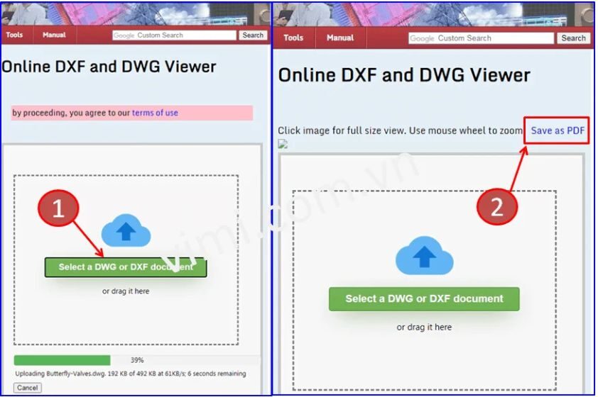 chuyển đổi bản vẽ van bướm sang pdf