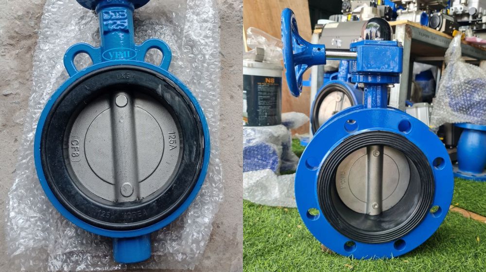 kết nối van bướm gang tay quay dn125