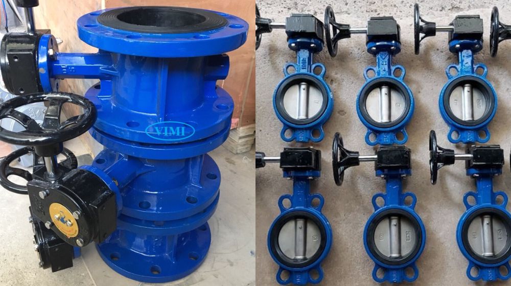 kho van bướm gang tay quay dn100