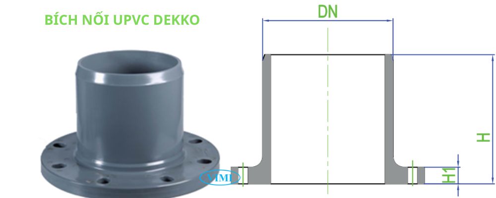 bản vẽ bích nối uPVC Dekko hệ mét