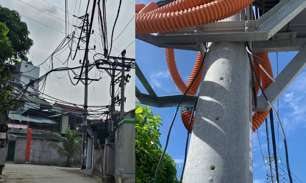 Ống nhựa xoắn HDPE 32 25 - 5 tiêu chuẩn dây điện chằng chịt khi chưa sử dụng Ống nhựa xoắn HDPE 32 25