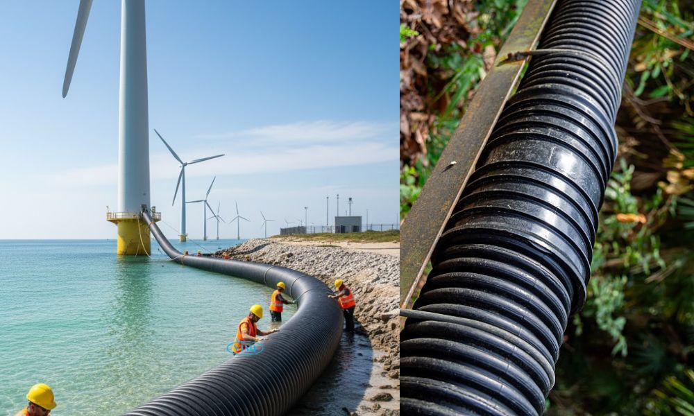 Ống HDPE 2 vách - 4 ứng dụng thực tế điện gió ngoài khơi ven biển ống hdpe 2 vách