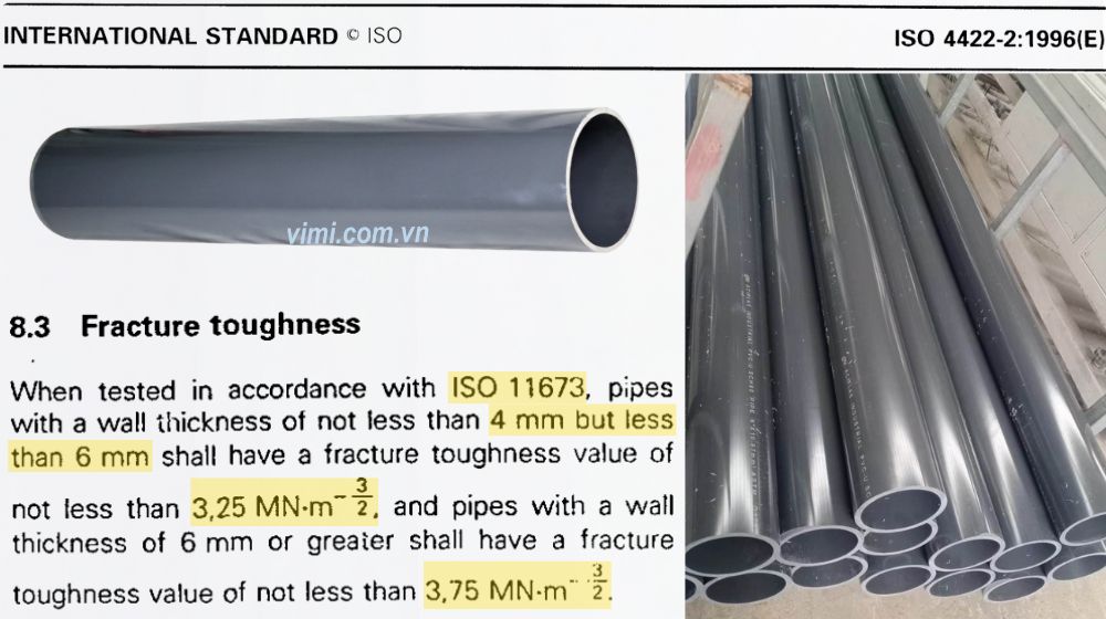 Tiêu chuẩn ISO 4422: Hệ thống ống PVC-U cho cấp nước khả năng chịu áp lực của ống theo iso 4422