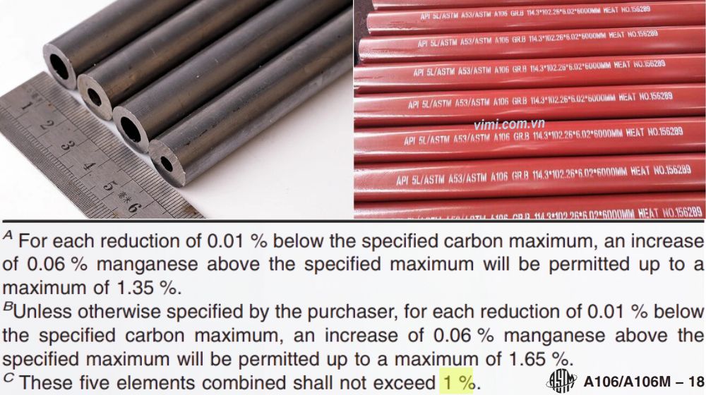 kiểm soát hợp kim theo astm a106