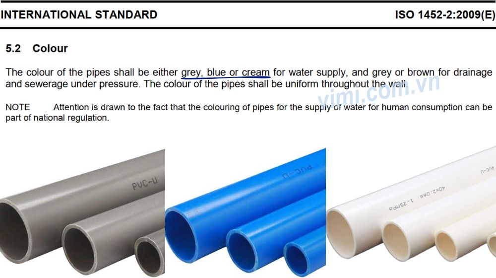 màu sắc ống theo iso 1452