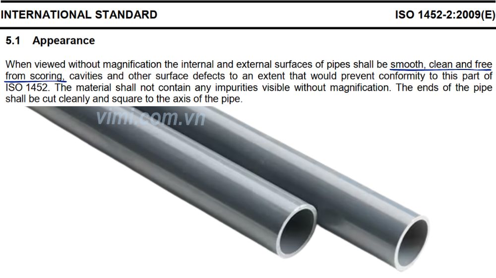 ngoại quan ống theo tiêu chuẩn iso 1452