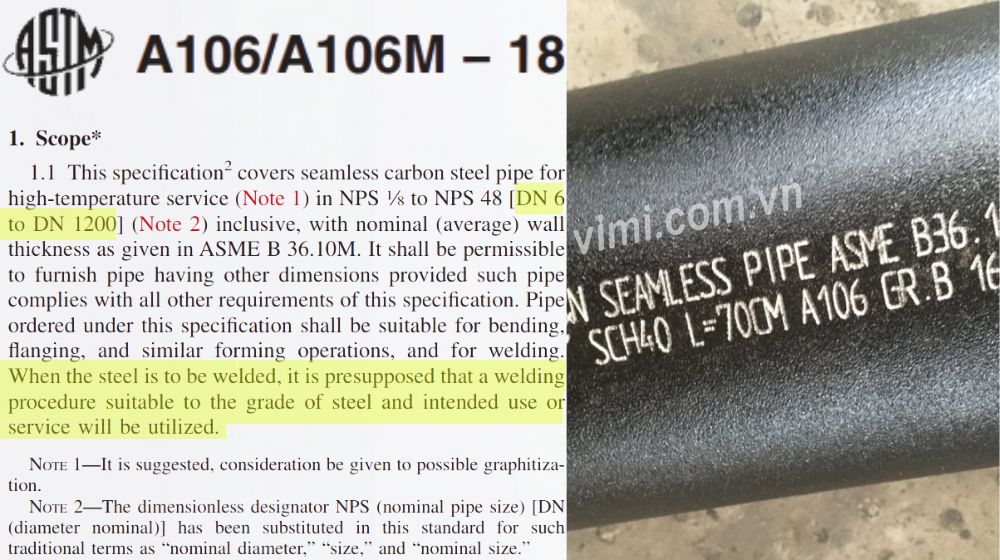 phạm vi ứng dụng của astm a106