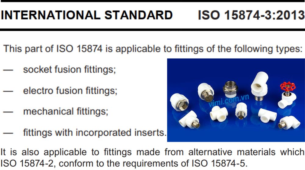 ISO 15874 - Tiêu chuẩn cho hệ thống ống PP nước nóng lạnh phụ kiện theo tiêu chuẩn iso 15874