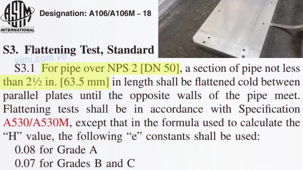 thử nghiệm làm phẳng theo astm a106