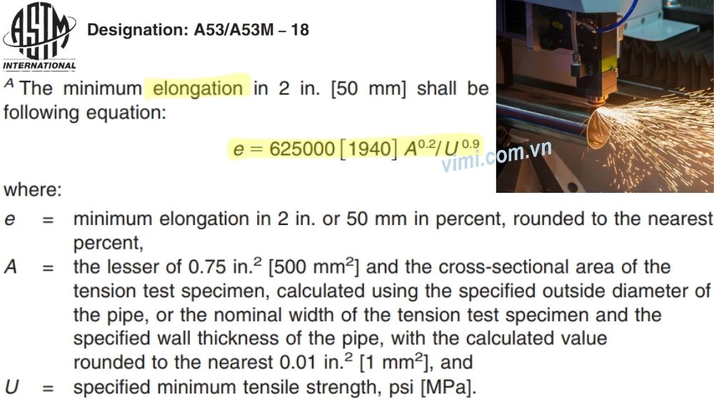 tính chất cơ học của ống thép thep astm a53