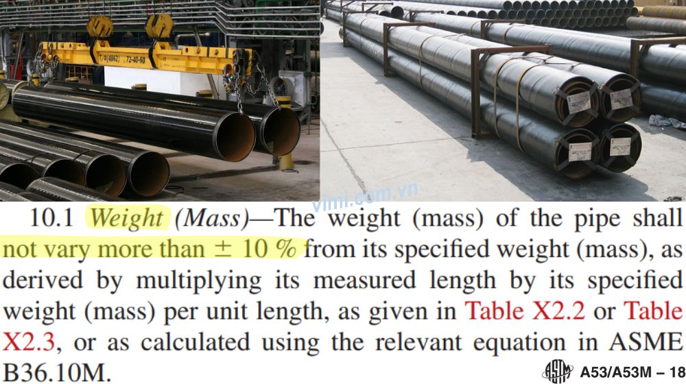 trọng lượng ống theo astm a53