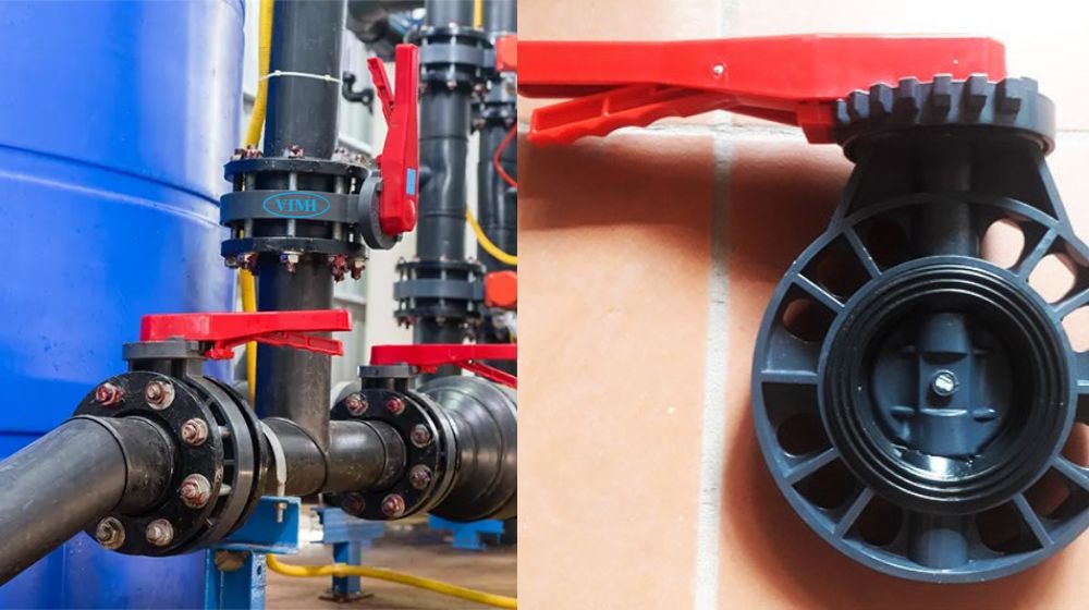 van bướm hóa chất tay gạt