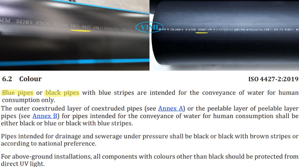 ISO 4427 - Tiêu chuẩn toàn cầu về ống nhựa HDPE cấp nước yêu cầu về màu sắc theo iso 4427