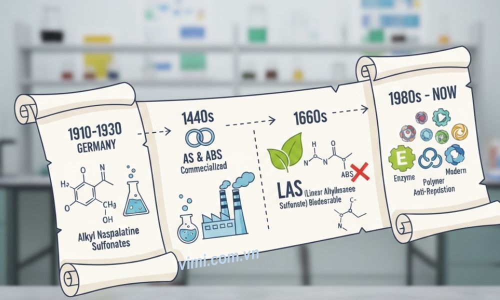 Chất giặt rửa tổng hợp - 15+ thông tin hữu ích lịch sử phát triển hóa chất giặt rửa tổng hợp