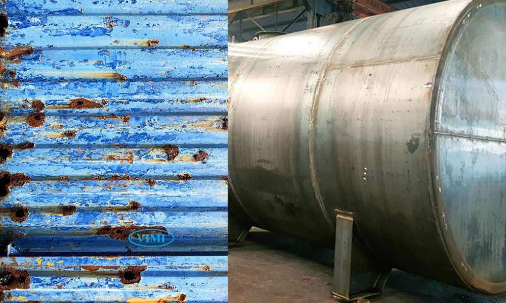 lớp bảo vệ bị hỏng nên bị ăn mòn hóa học