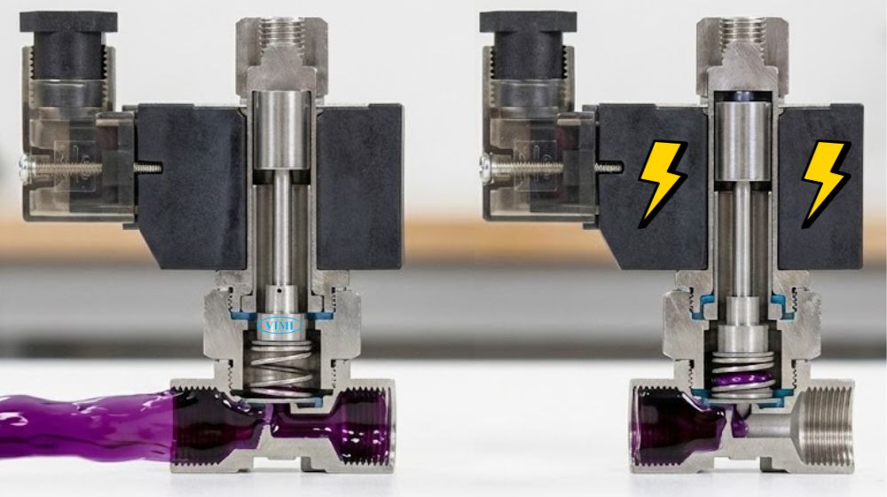 Nguyên lý hoạt động của van điện từ nguyên lý van điện từ thường mở