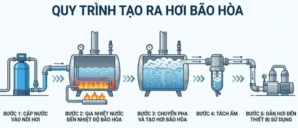 quy trình tạo ra hơi bão hòa là gì