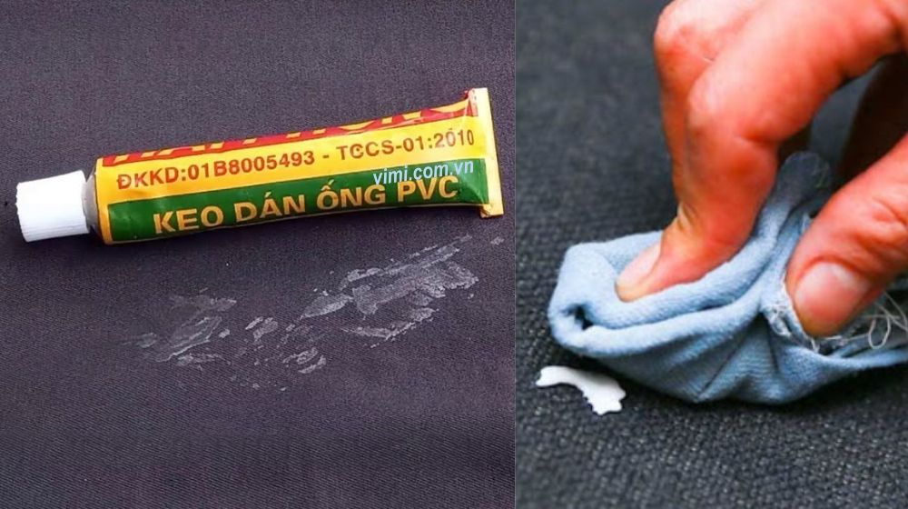 tẩy keo dán ống pvc trên quần áo