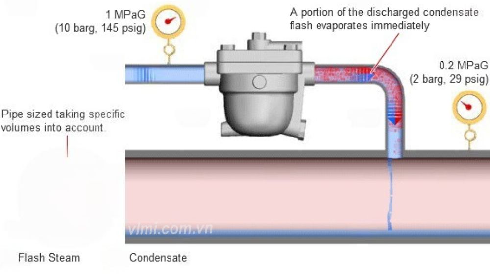 lượng hơi gây ra rò rỉ bẫy hơi