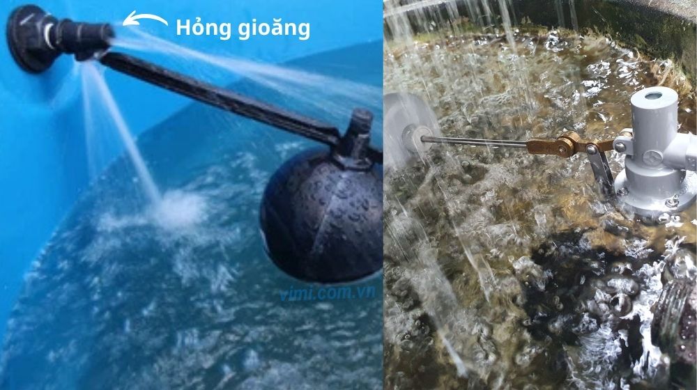 phao cơ không ngắt nước do gioăng mòn