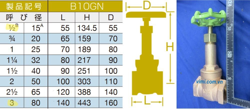 chi tiết kích thước của yamato b10gn