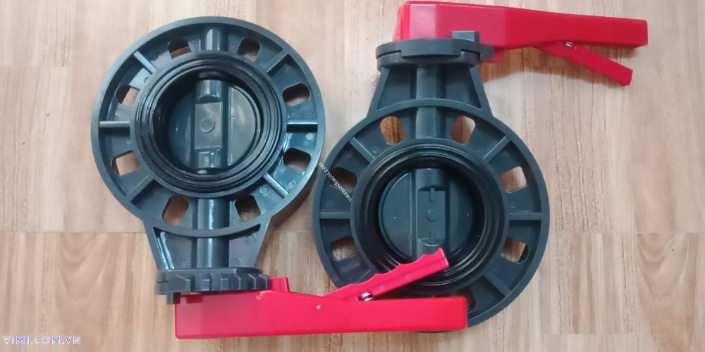 Van bướm nhựa PVC tay gạt Dải kích thước van bướm nhựa PVC tay gạt