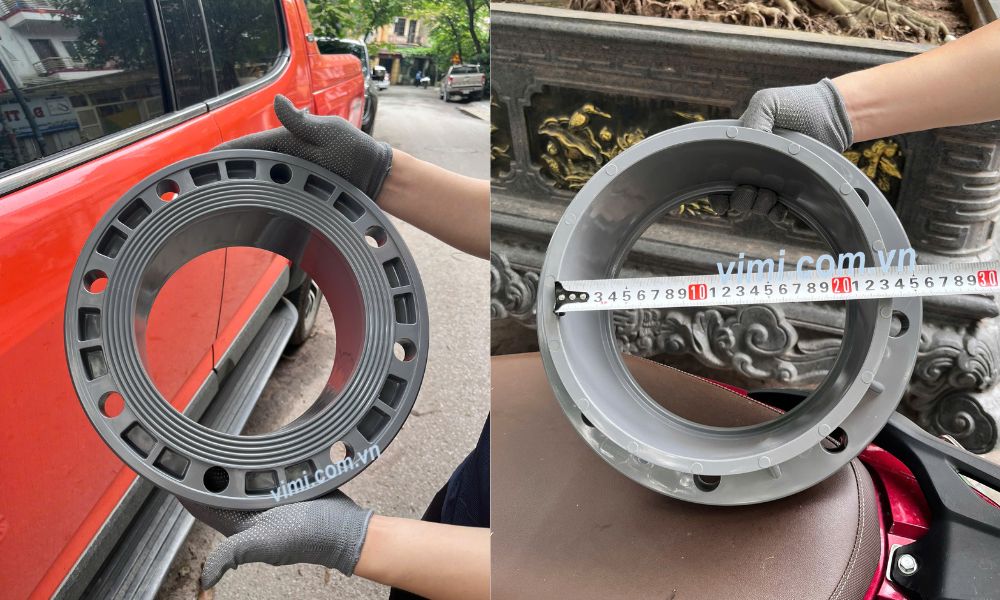 đo kích thước mặt bích pvc 225