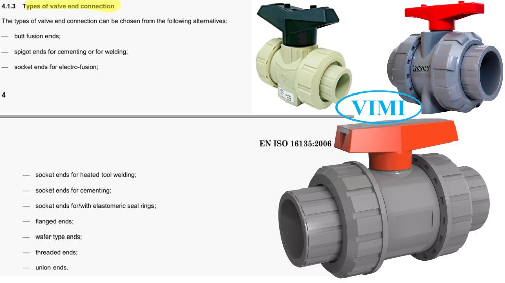 kết nối van bi nhựa theo iso 16135