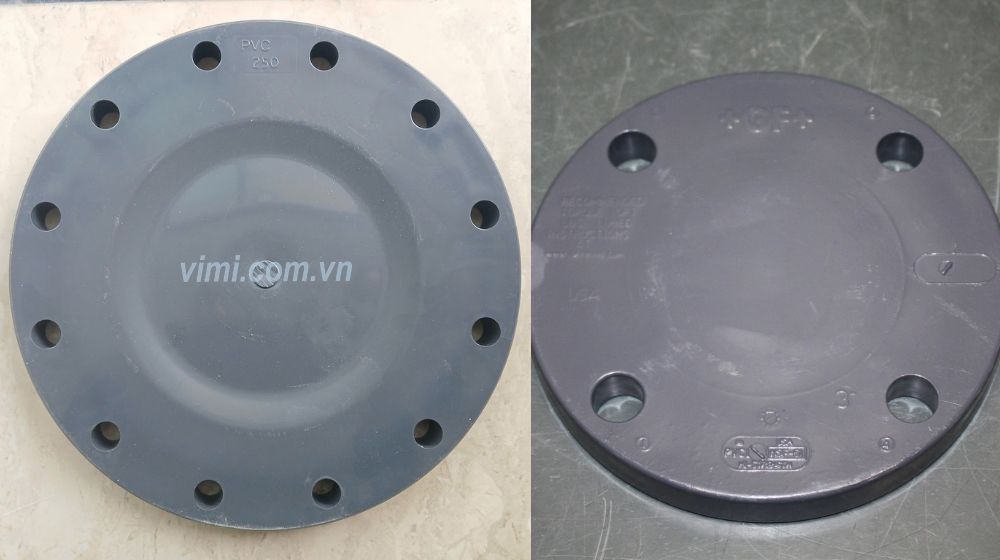 kích cỡ thường dùng của mặt bích mù pvc