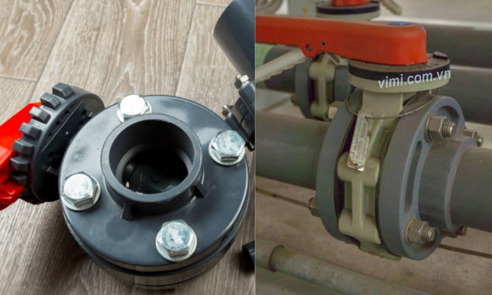 mặt bích nhựa pvc 60 thường lắp van cỡ bao nhiêu