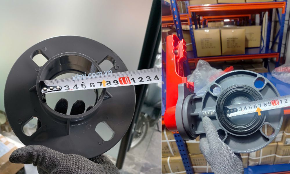 mặt bích pvc 75 thường lắp van cỡ bao nhiêu