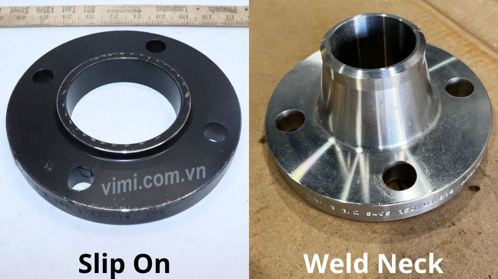 so sánh slip on flange và weld neck type