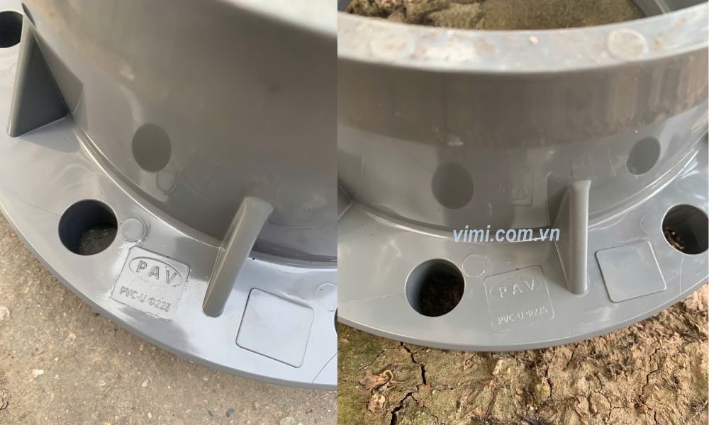 thông tin được in trên thân mặt bích pvc 225