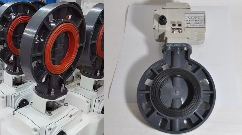 van bướm nhựa pvc dn225 điều khiển điện