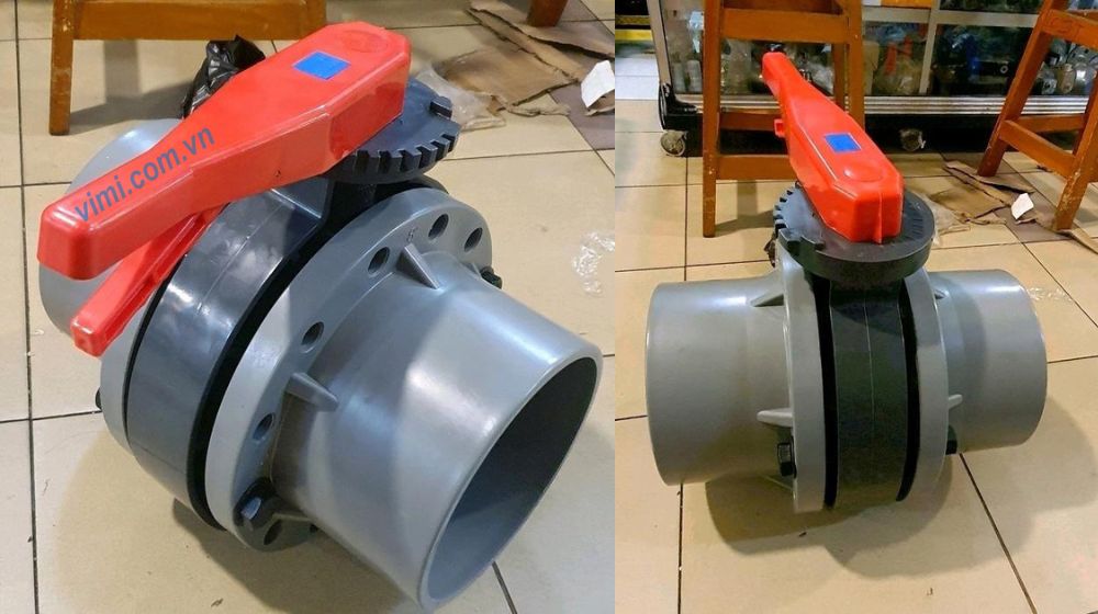 van bướm nhựa pvc dn225 kẹp wafer