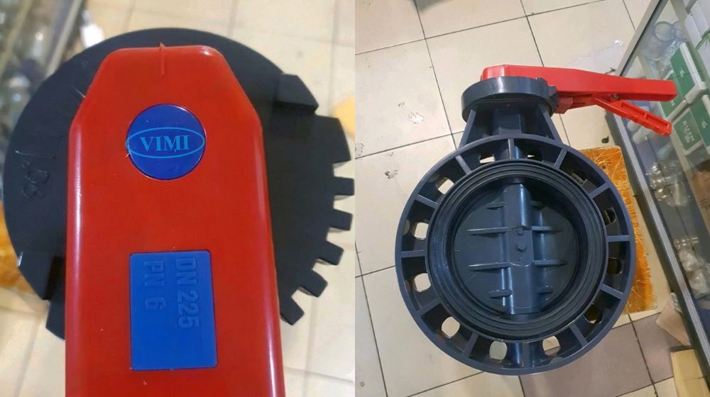 van bướm nhựa pvc dn225 lắp ống kim loại