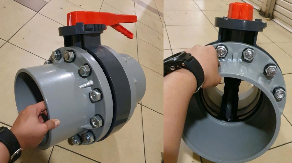 van bướm nhựa pvc dn225 lắp ống upvc