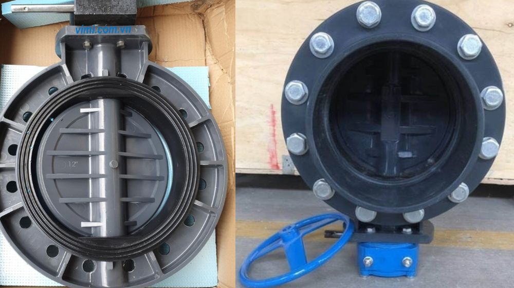 Van bướm nhựa tay quay PVC 315 van bướm nhựa pvc 315 lắp ống thép