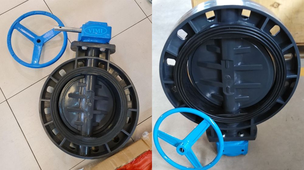 Van bướm nhựa tay quay PVC 315 van bướm nhựa pvc 315 tay quay