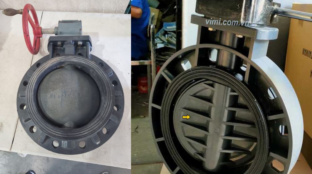 van bướm nhựa pvc dn250 lắp ống hdpe