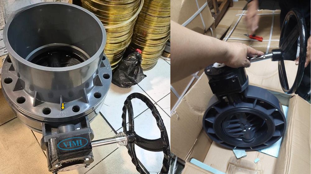 van bướm nhựa pvc dn250 lắp ống pvc và upvc