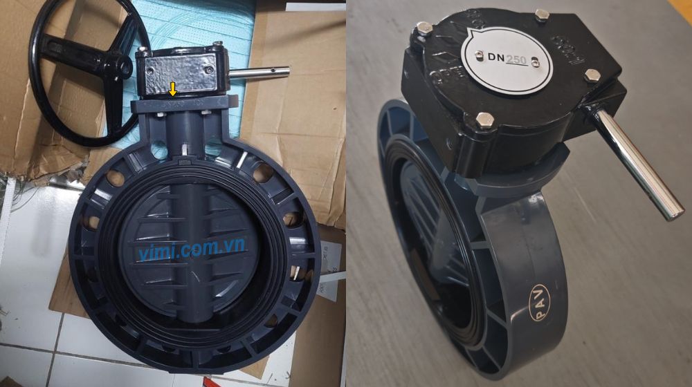 van bướm nhựa pvc dn250 lắp ống thép