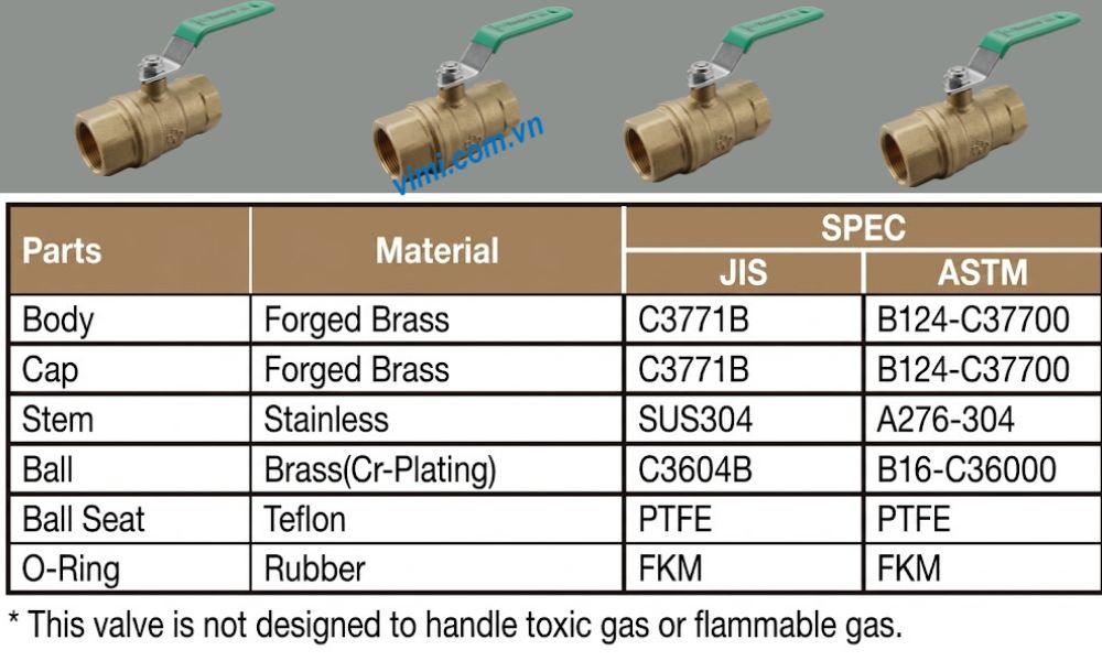 vật liệu của van yamato vhb3