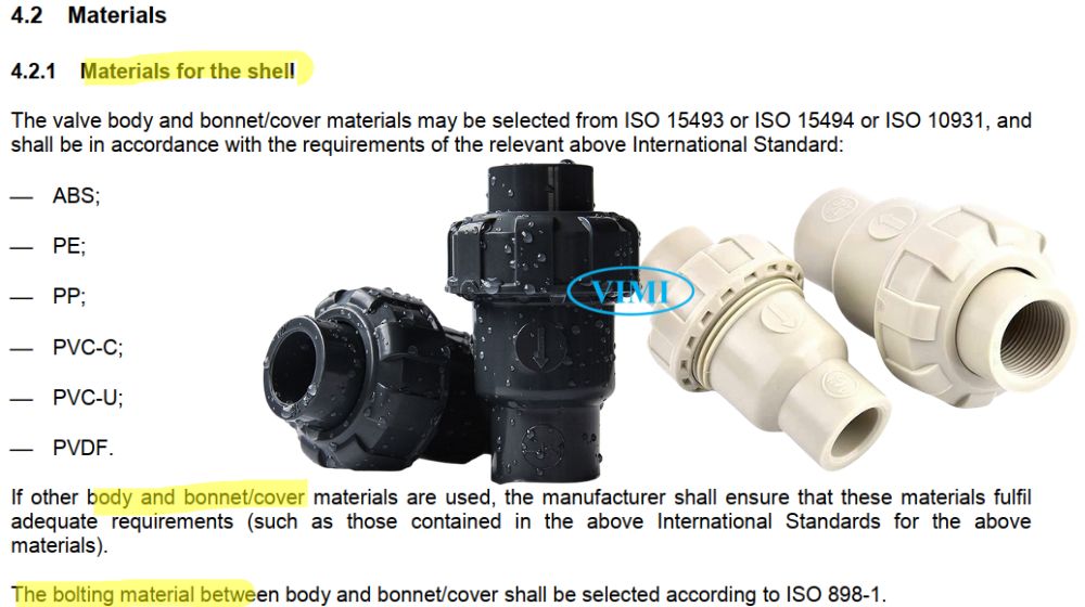 Tiêu chuẩn ISO 16137 vật liệu van theo tiêu chuẩn iso 16137
