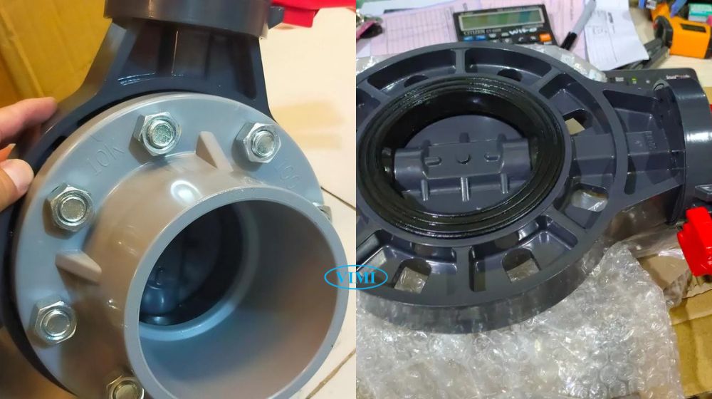 Van bướm nhựa PVC DN100 kết nối của van bướm nhựa pvc dn100