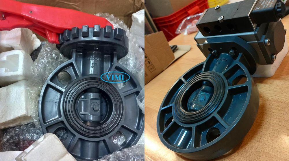 Van bướm nhựa PVC DN50 kho van bướm nhựa pvc dn50