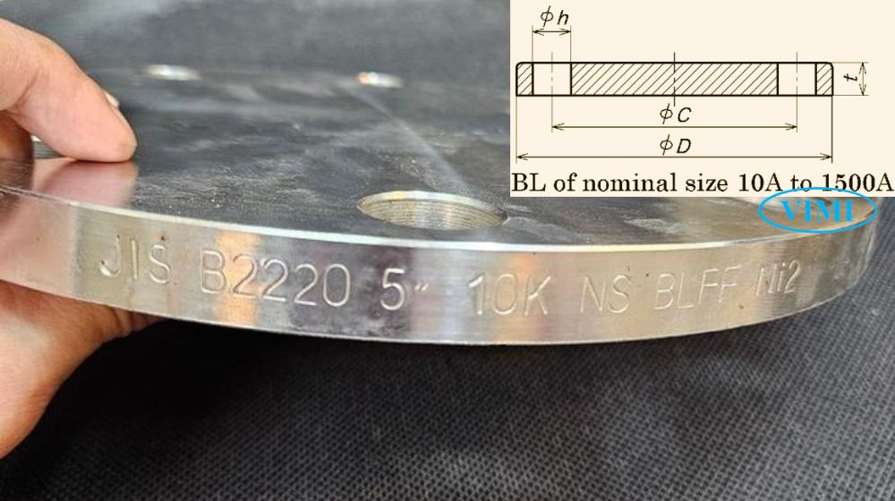 Bích mù inox JIS 10K kích thước của bích mù inox jis 10k