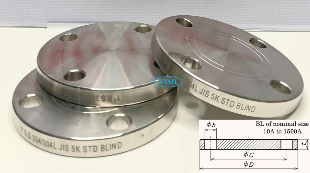 Bích mù inox JIS 5K kích thước của bích mù inox jis 5k