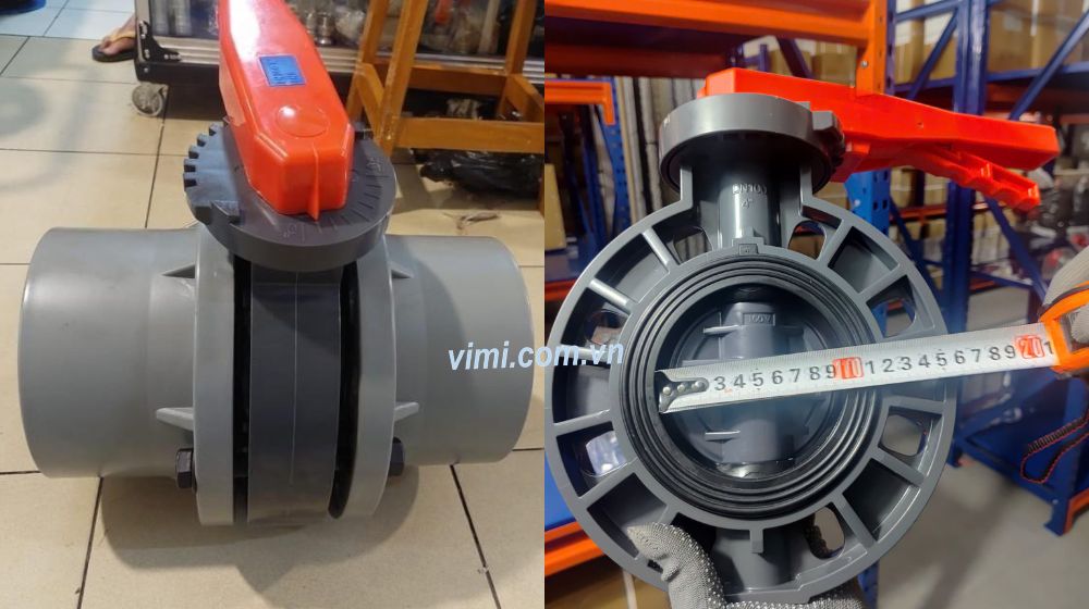 Van bướm nhựa PVC DN100 van bướm nhựa pvc dn100 lắp ống cỡ bao nhiêu