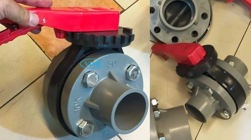 Van bướm nhựa PVC DN50 van bướm nhựa pvc dn50 kết nối thế nào